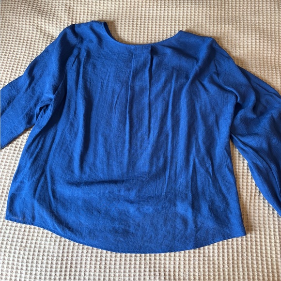 NWOT Bohemian Embroidered Balloon Sleeve Blue Counterparts Blouse | Women’s XL - Picture 2 of 14